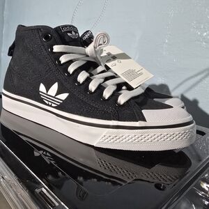 Adidas Black and White Canvas Sneakers
